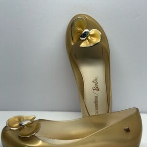 Mini Melissa Gold Flats with Bow Accent